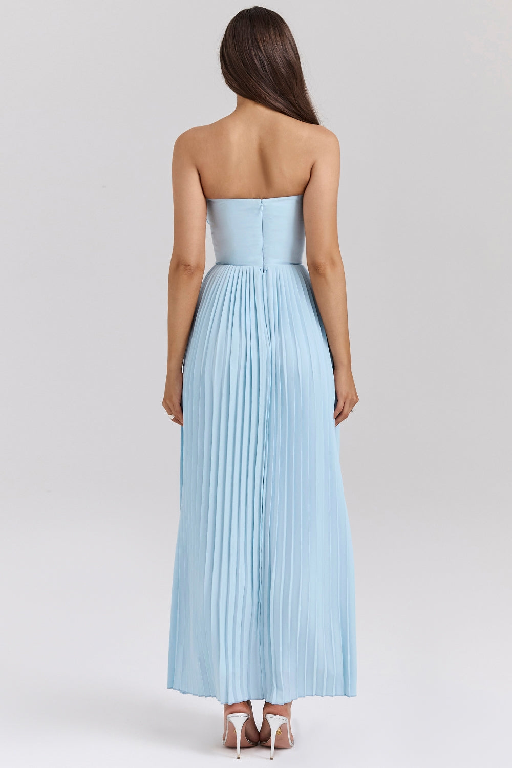 Ocean Whispers Strapless Plissé Jurk