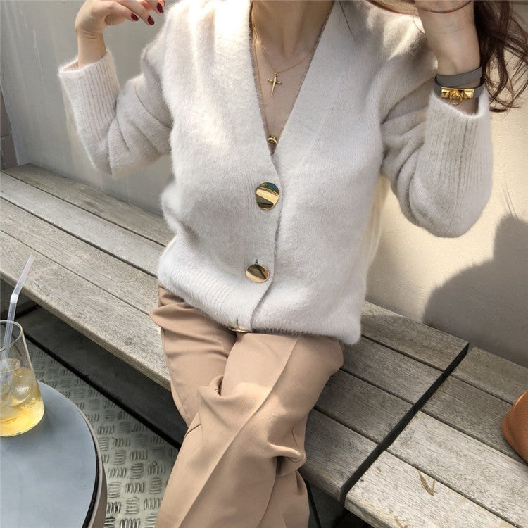 Golden Glow Luxe Cardigan met Gouden Details