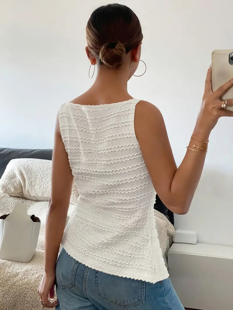 Lizzy Mouwloze Blouse met Vierkante Halslijn voor Dames