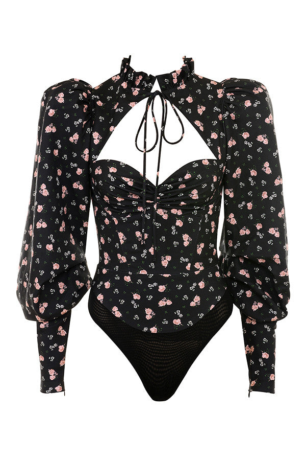 Aveline Bloemen Corsettop met Hoge Hals