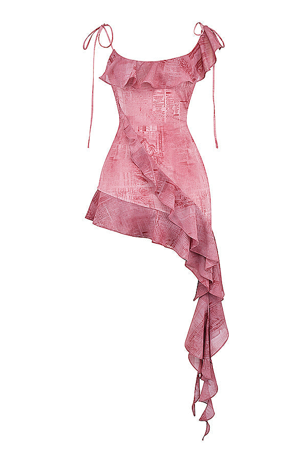 Pink Mini Jurk met Ruches