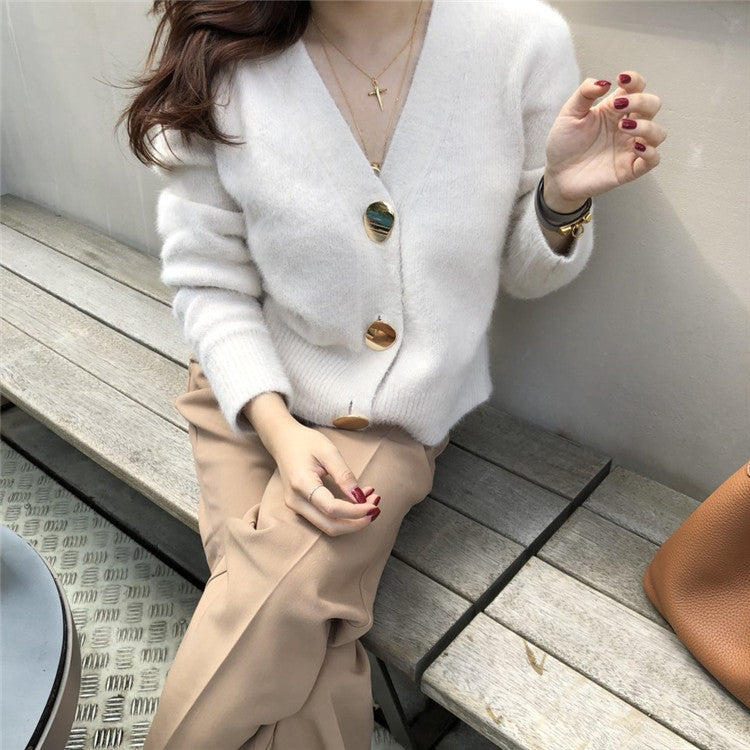 Golden Glow Luxe Cardigan met Gouden Details