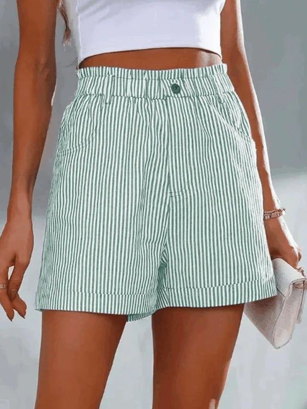 Joni Losse Casual Gestreepte Korte Broek