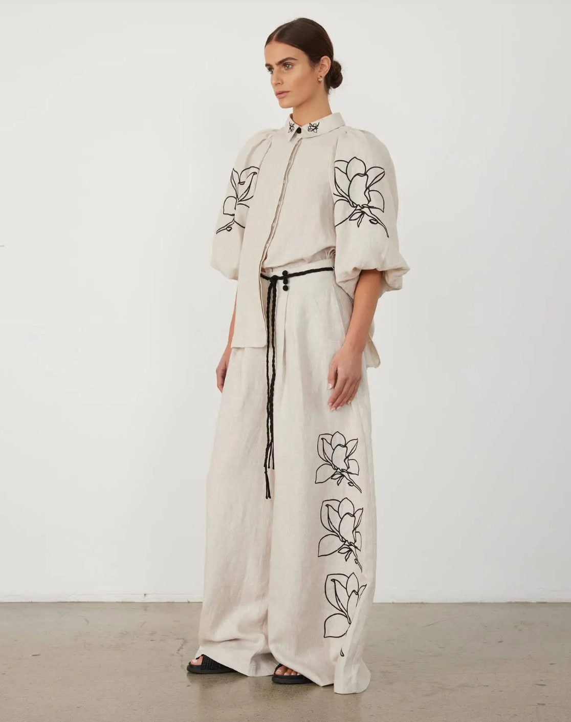 Liora Linnen Wide-Leg Set met Print