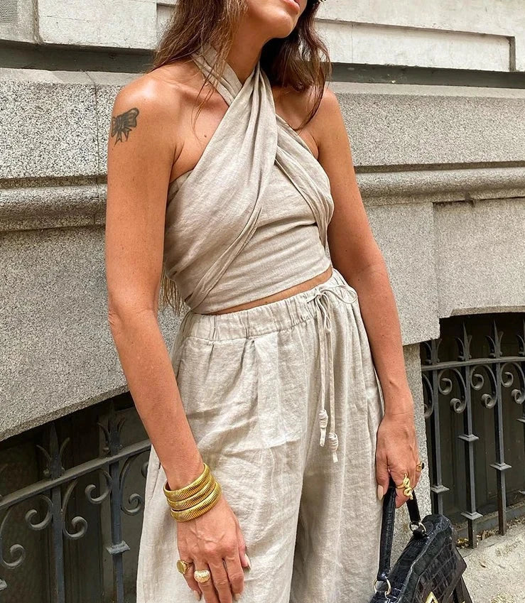 Gekruiste Crop Top met Elegante Twist