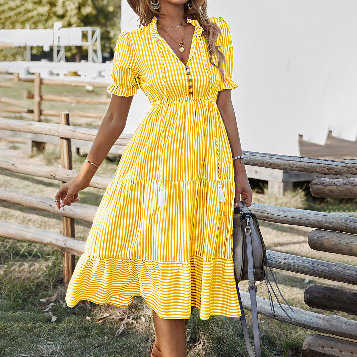 Sandra Gestreepte Maxi Jurk