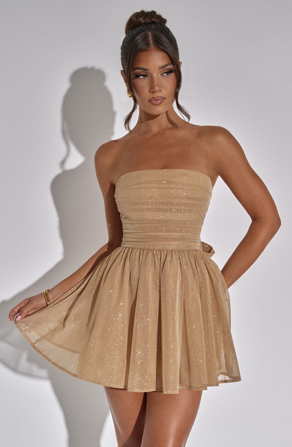 Luciélle Strapless Glitter Jurk met Strik