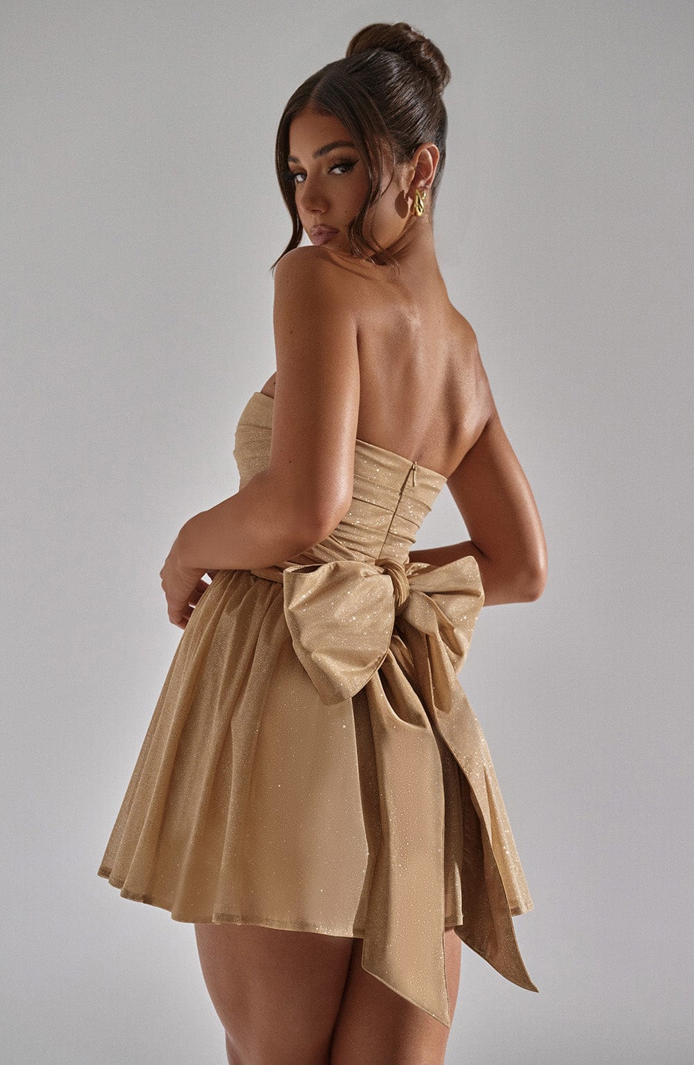 Luciélle Strapless Glitter Jurk met Strik