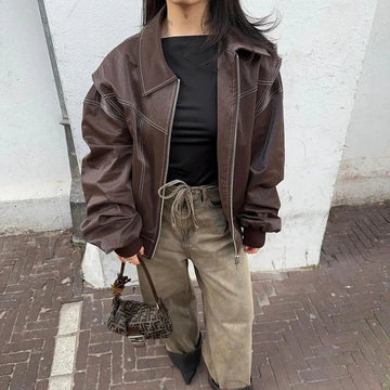 Stella Bruine Leren Bomber Jas