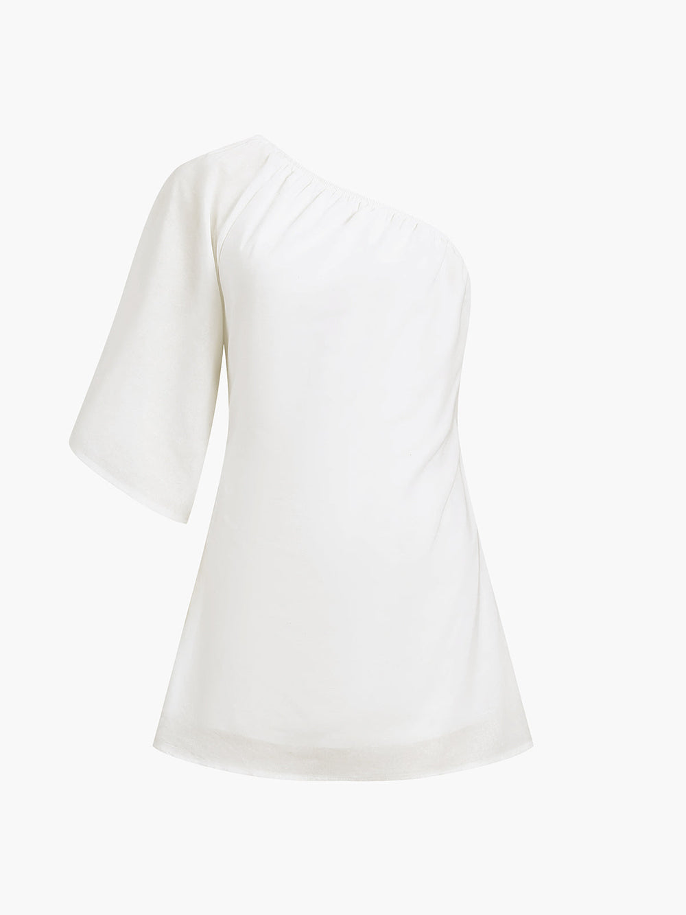 Nayela One Sleeve Katoen-Linnen Zomerjurk