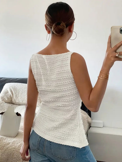 Lizzy Mouwloze Blouse met Vierkante Halslijn voor Dames