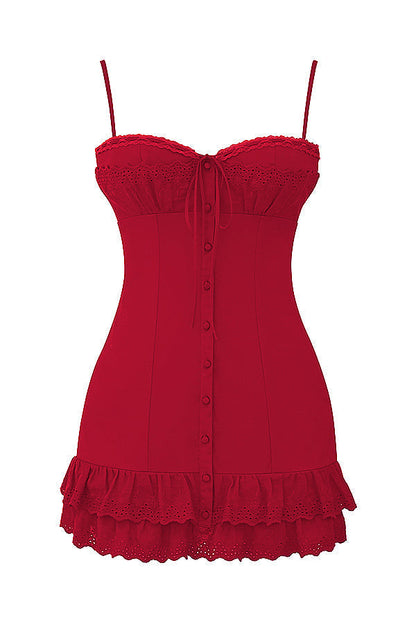 Cherry Red Korset Mini Jurk