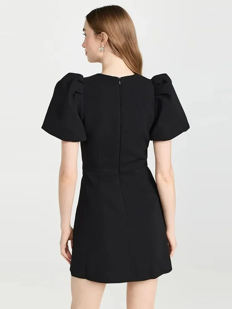 Wendy Zwarte Mini Jurk met Strikken