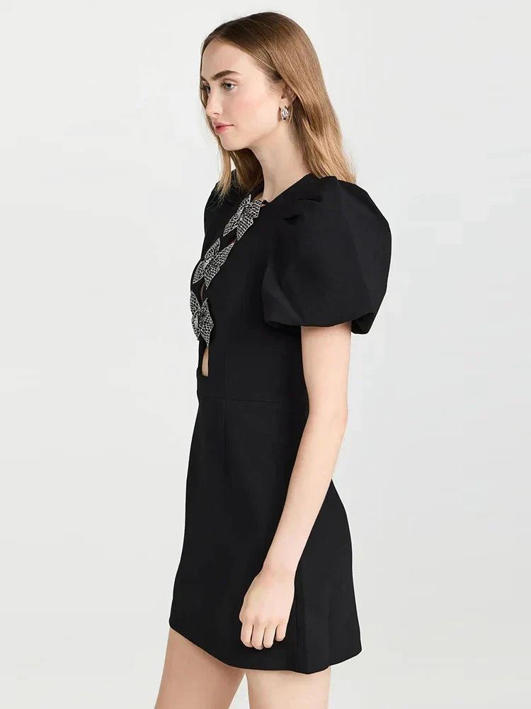 Wendy Zwarte Mini Jurk met Strikken