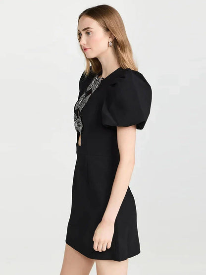 Wendy Zwarte Mini Jurk met Strikken