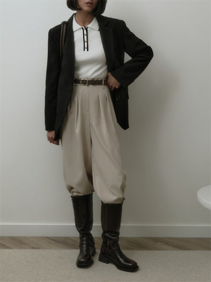 Clea – Gebreide Polo Top met Korte Mouwen