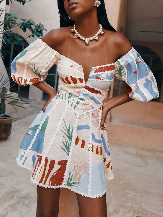 Off-shoulder Mini Jurk
