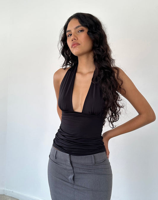 Selene Luxe Haltertop met Diepe V-hals