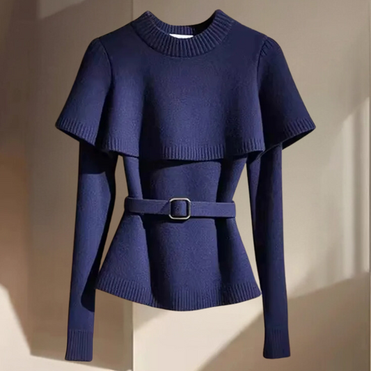 Mia Cape Knit Top met Tailleaccent