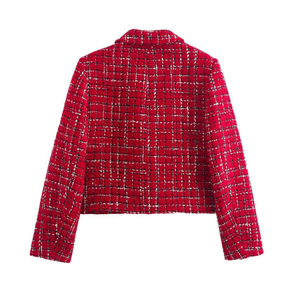 Celestine Rood Geruite Tailored Blazer