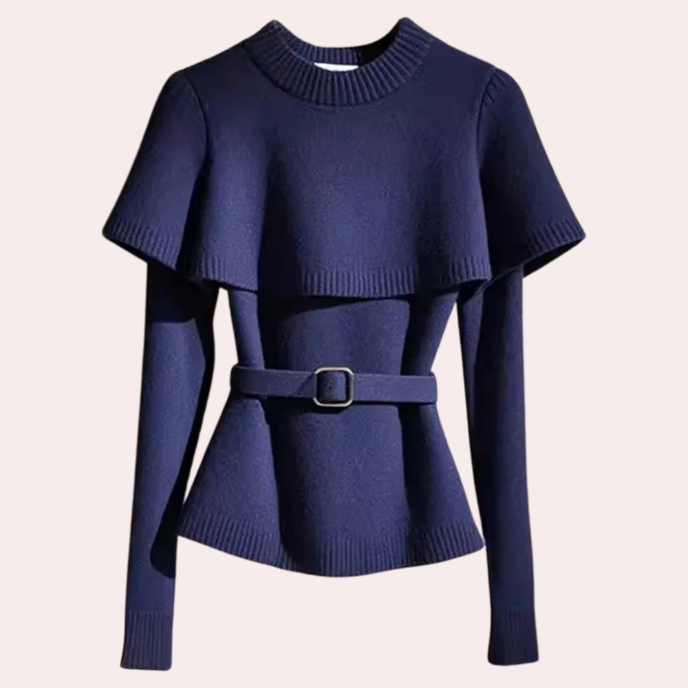 Mia Cape Knit Top met Tailleaccent