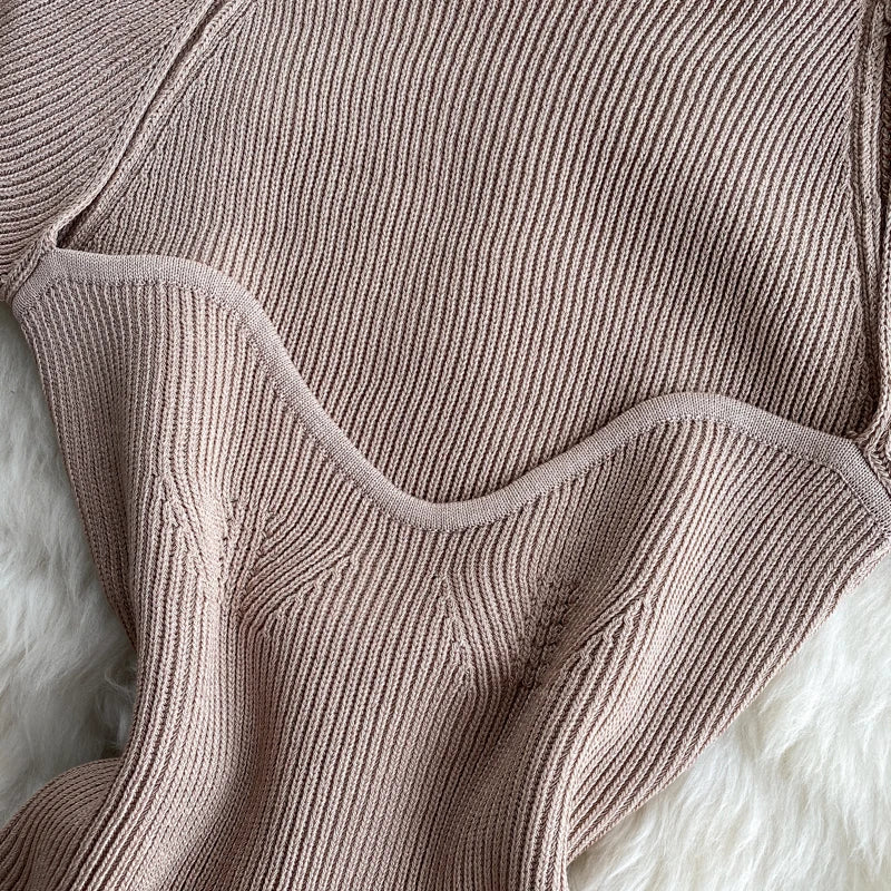 Riva – Gebreide Trekkoord Cropped Top met V-Hals