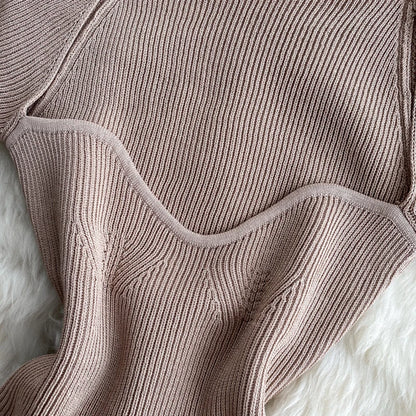 Riva – Gebreide Trekkoord Cropped Top met V-Hals