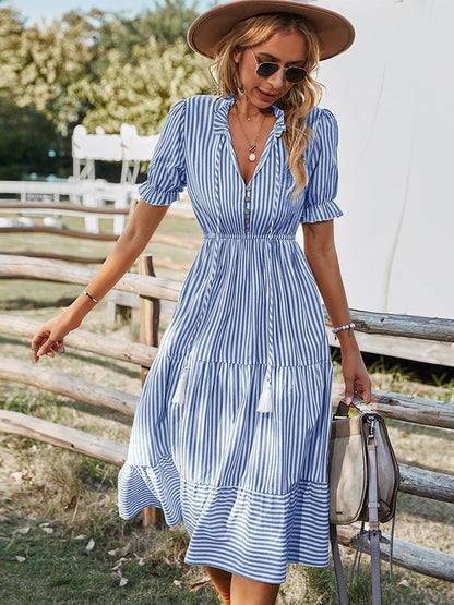 Sandra Gestreepte Maxi Jurk