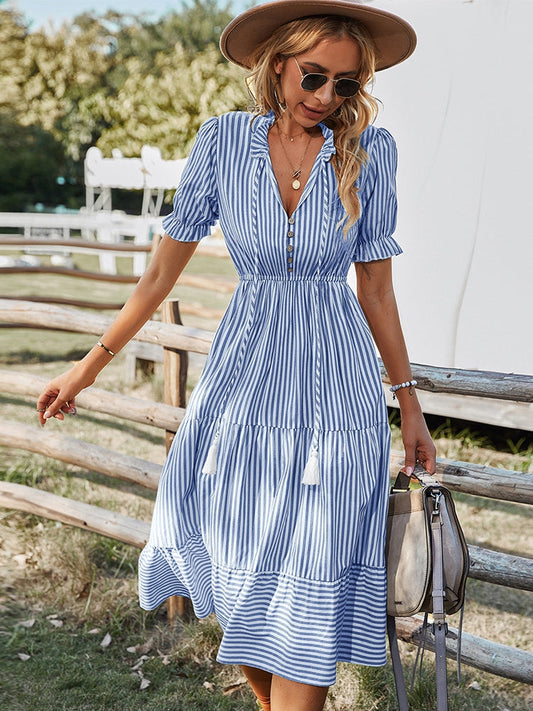 Sandra Gestreepte Maxi Jurk