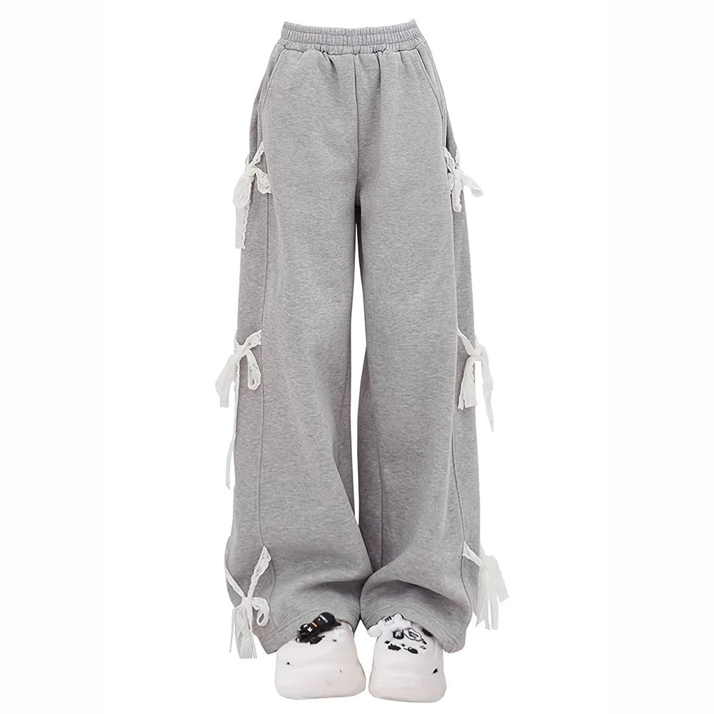 Vittora Leren Broek met Kanten Strikdetail