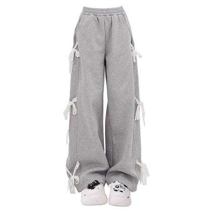 Vittora Leren Broek met Kanten Strikdetail