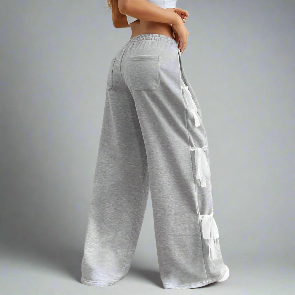 Vittora Leren Broek met Kanten Strikdetail