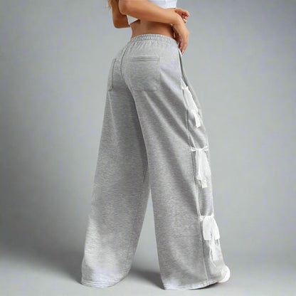 Vittora Leren Broek met Kanten Strikdetail
