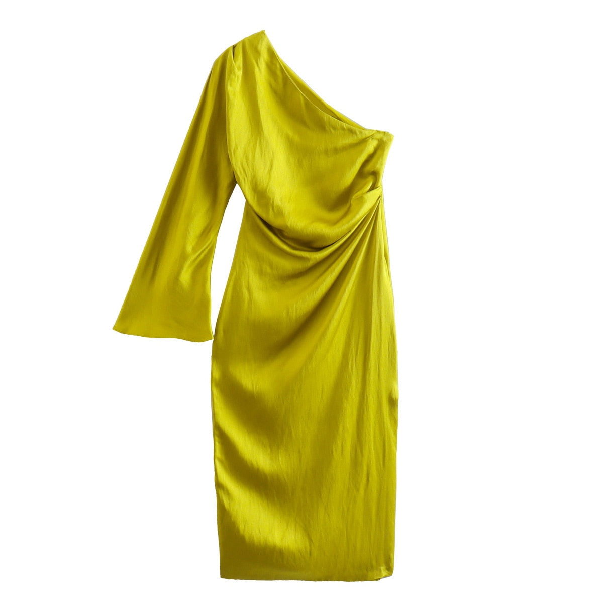 Valencia Asymmetrische Midi-Jurk met Luxe Uitstraling