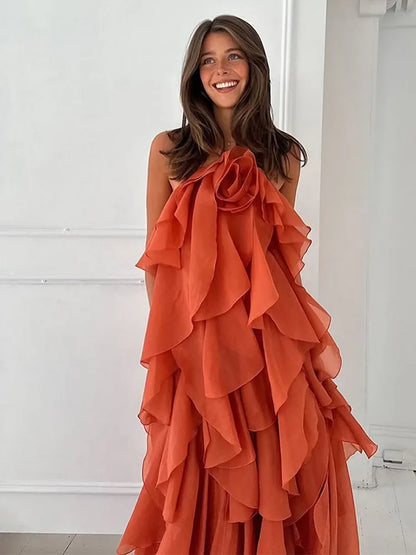 Mohin Flowy Layer Maxi Jurk
