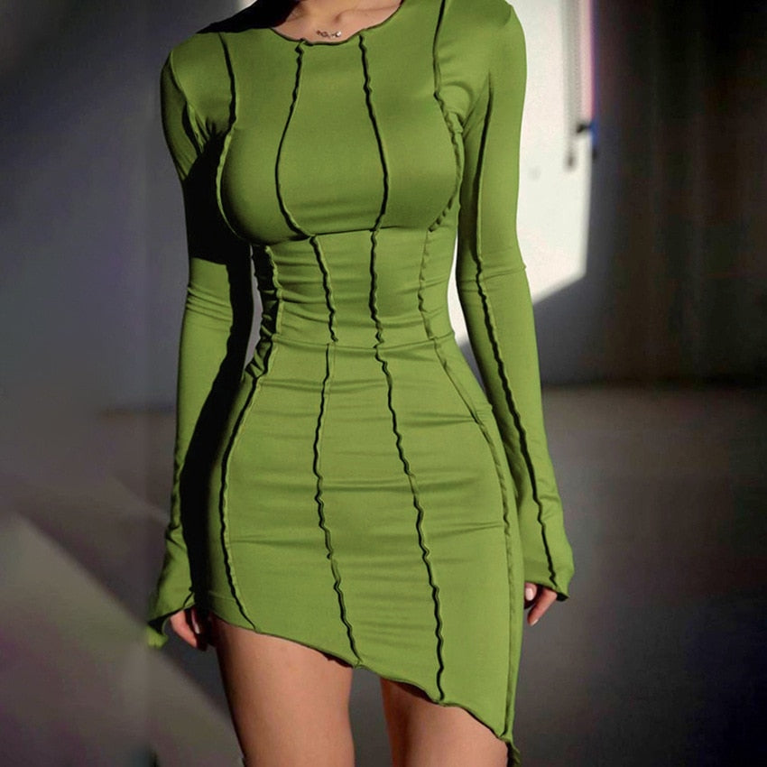 Louvré Bodycon Mini Jurk met Ruches voor Dames