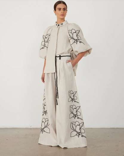 Liora Linnen Wide-Leg Set met Print