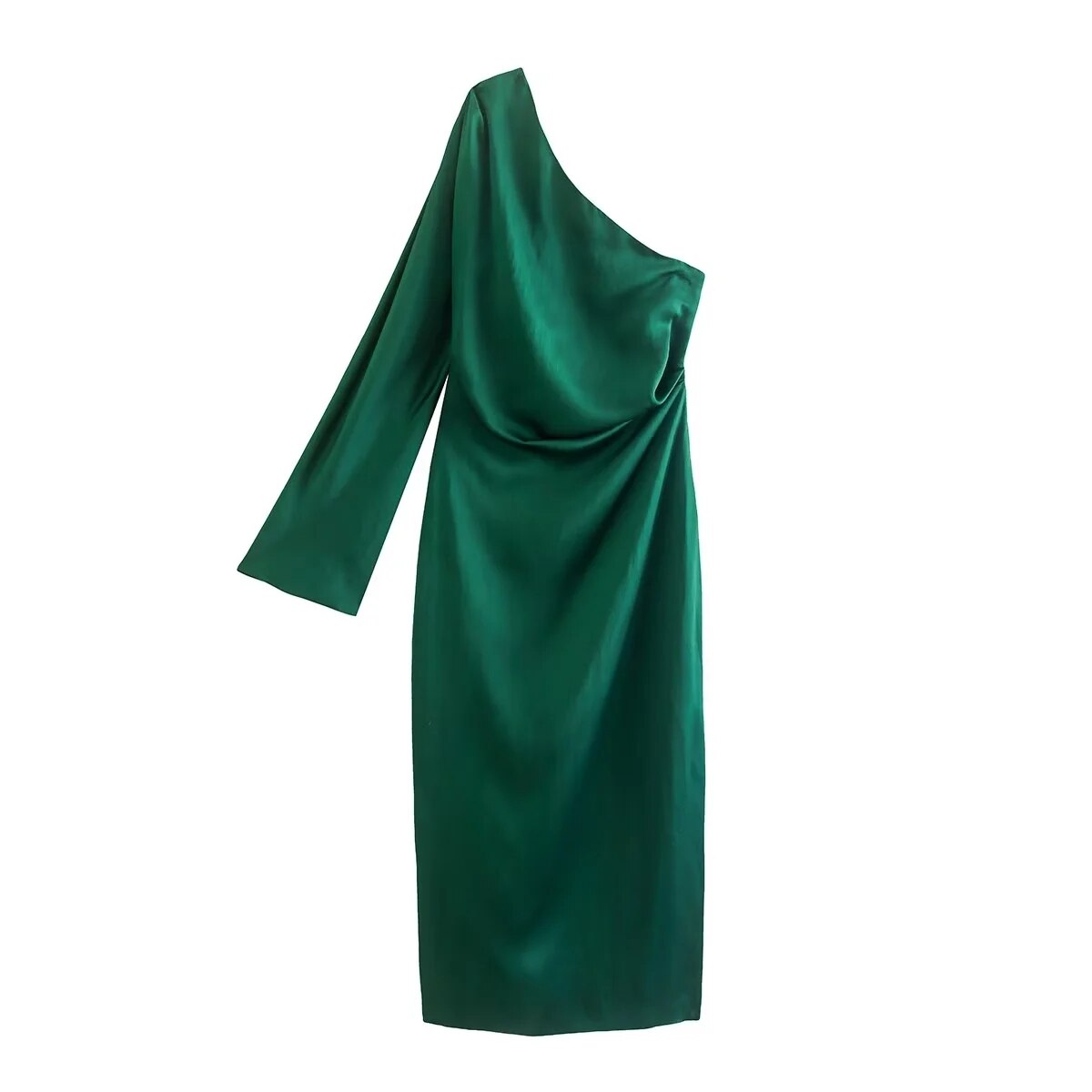 Valencia Asymmetrische Midi-Jurk met Luxe Uitstraling