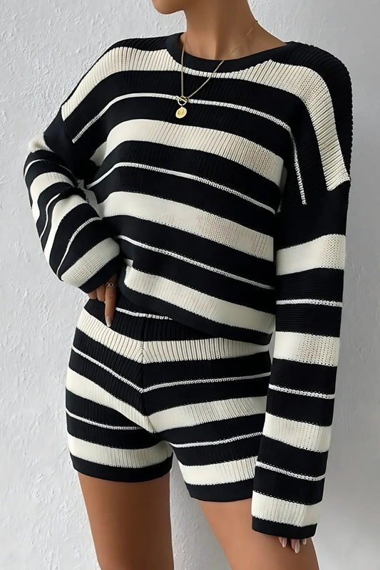 Ilse Gestreepte Gebreide Set