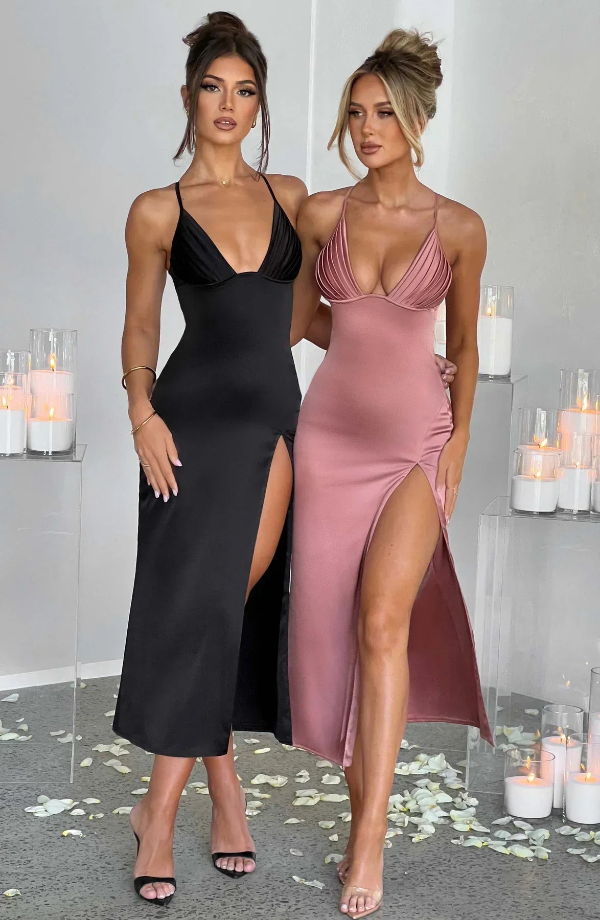 Cheyenne Elegante midi jurk met spaghettibandjes