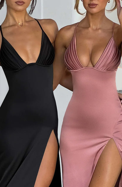 Cheyenne Elegante midi jurk met spaghettibandjes