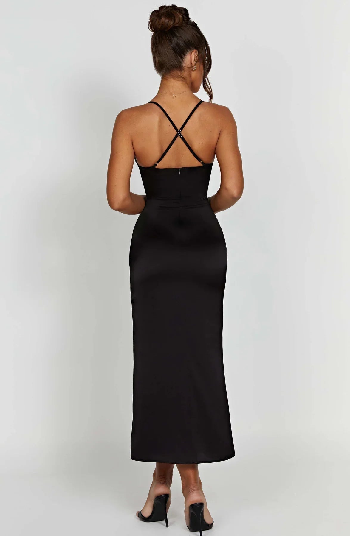 Cheyenne Elegante midi jurk met spaghettibandjes