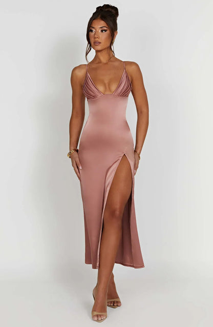 Cheyenne Elegante midi jurk met spaghettibandjes