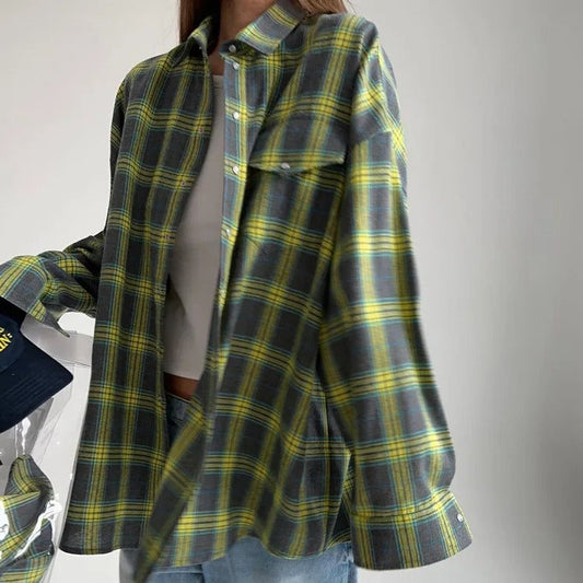 ROWEN Oversized Vintage Ruit Overhemd