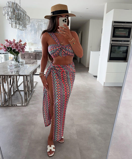 Sisly Zomerse Set met Bandeau Top en Rok met Split voor Dames