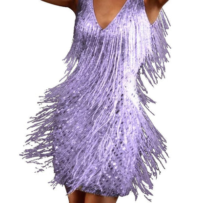 Celina – Sparkle &amp; Fringe Mini Dress