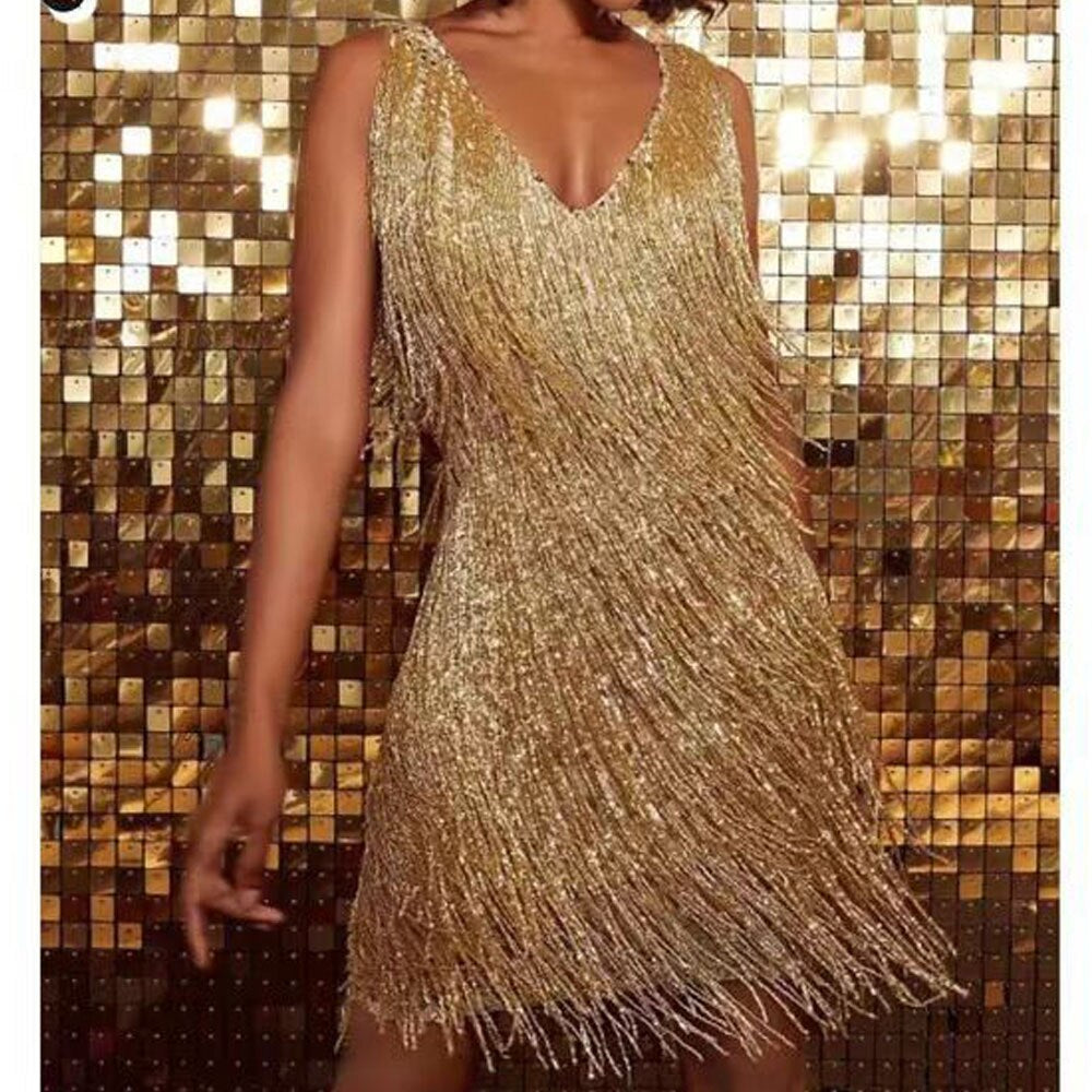Celina – Sparkle &amp; Fringe Mini Dress