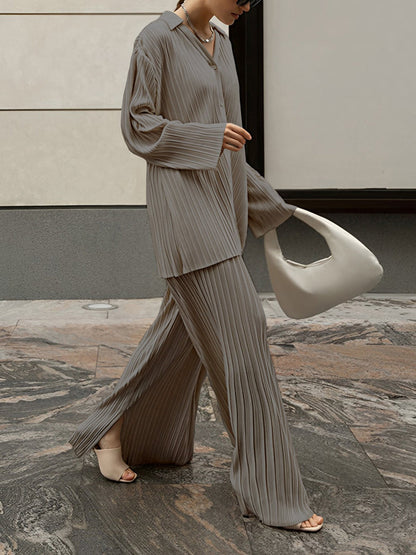 Elvya Geplooide Oversized Set met Zakdetails