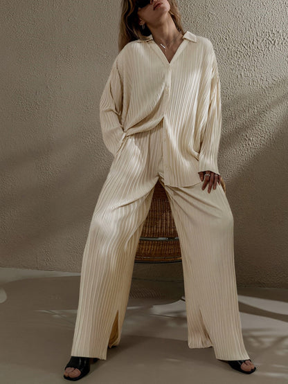 Elvya Geplooide Oversized Set met Zakdetails