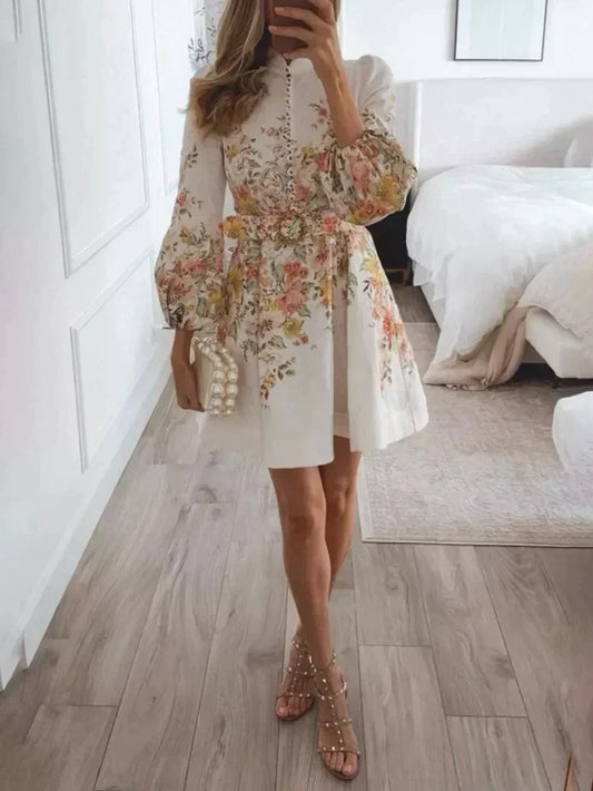 Leclaír Mini Jurk met Pofmouwen